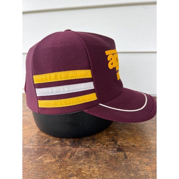 Vintage APAC Building America Maroon 3 Stripe Snapback Trucker Hat R3 - Picture 3 of 6